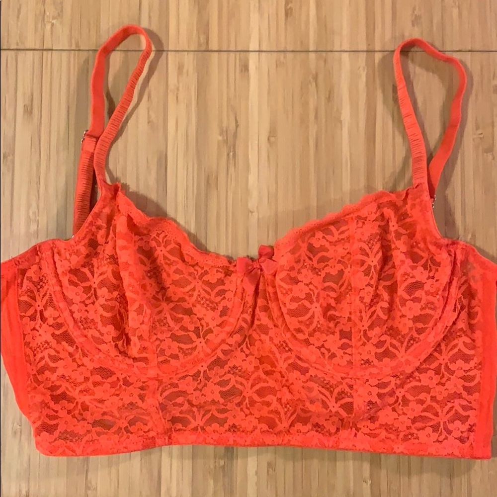 Aerie Bright Orange Soft Lace Bra